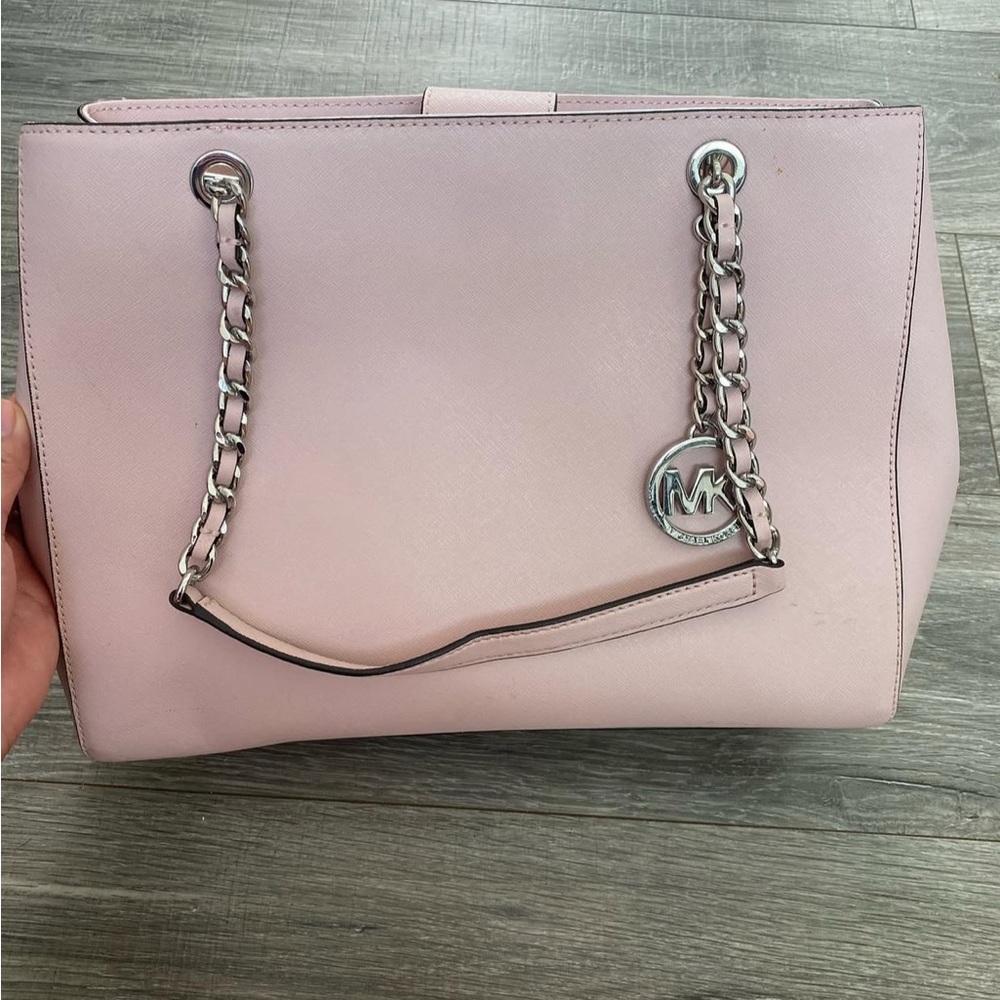 Michael Kors Light Pink Tote with Silver Accents